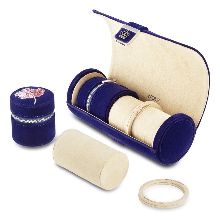 Wolf Royal Asscher Double Watch Roll with Jewelry Storage