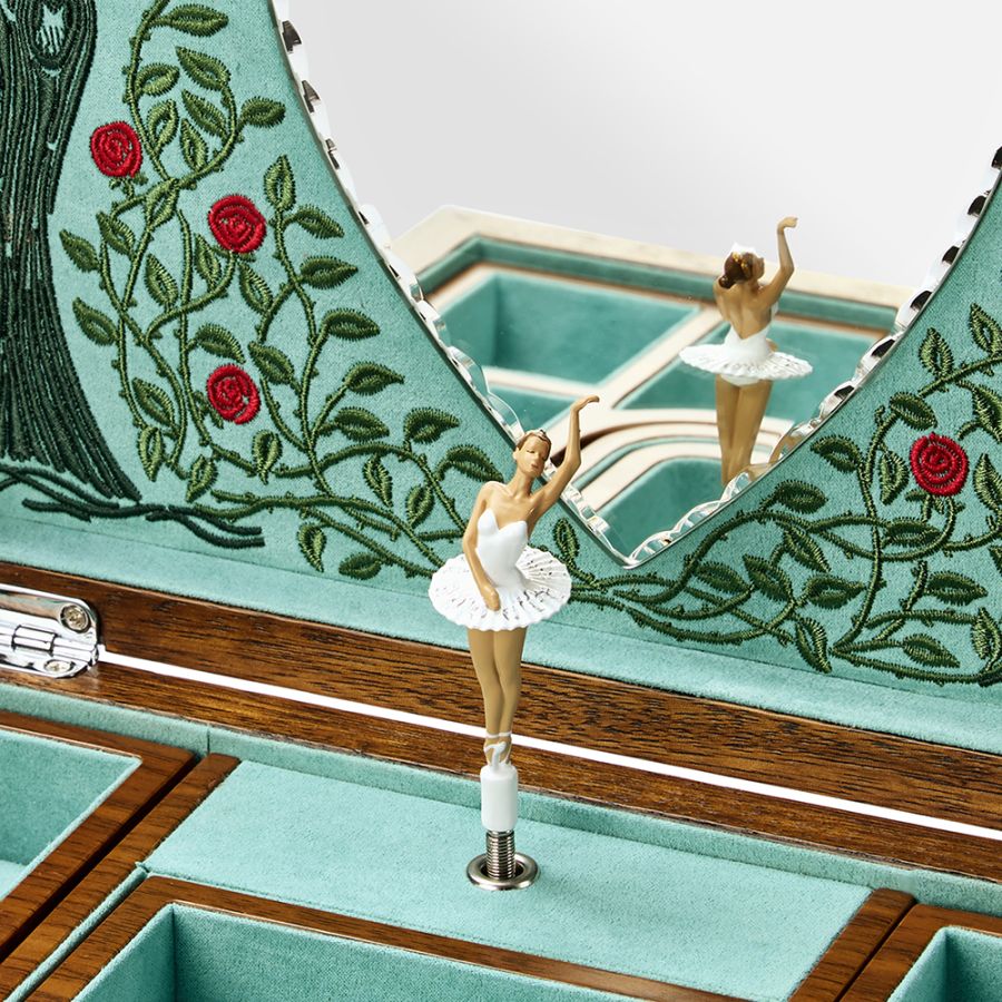 Wolf Ballet Musical Jewellery Box - Walnut Wood - Sleeping Beauty