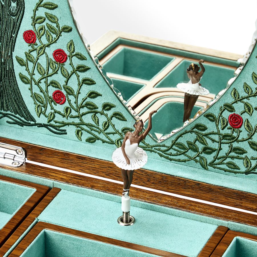 Wolf Ballet Musical Jewellery Box - Walnut Wood - Sleeping Beauty